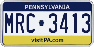 PA license plate MRC3413
