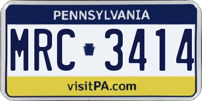 PA license plate MRC3414