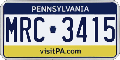 PA license plate MRC3415