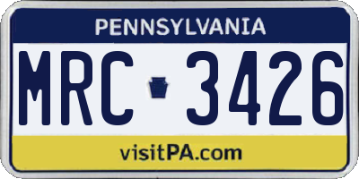 PA license plate MRC3426