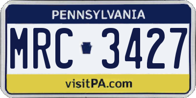 PA license plate MRC3427