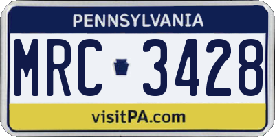 PA license plate MRC3428