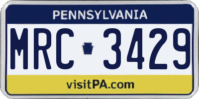 PA license plate MRC3429