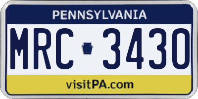 PA license plate MRC3430