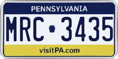 PA license plate MRC3435