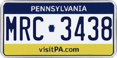 PA license plate MRC3438