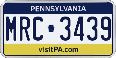 PA license plate MRC3439