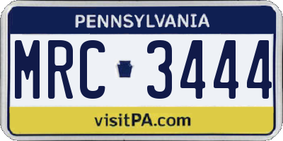PA license plate MRC3444
