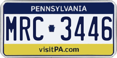 PA license plate MRC3446