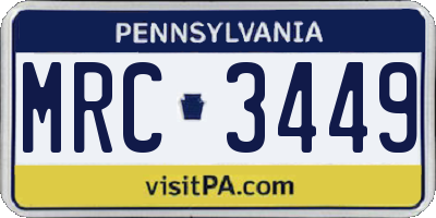 PA license plate MRC3449