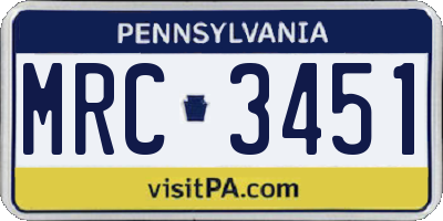 PA license plate MRC3451