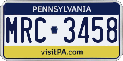 PA license plate MRC3458
