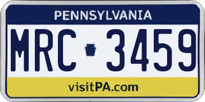 PA license plate MRC3459