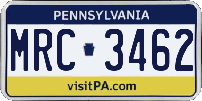 PA license plate MRC3462