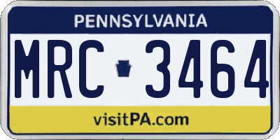 PA license plate MRC3464