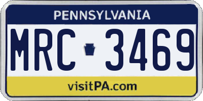PA license plate MRC3469