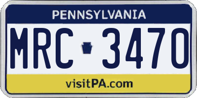 PA license plate MRC3470