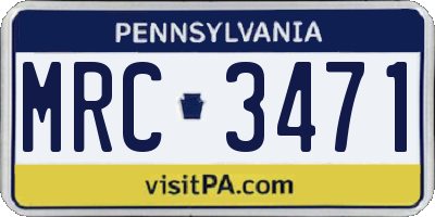 PA license plate MRC3471
