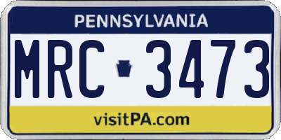 PA license plate MRC3473