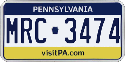 PA license plate MRC3474