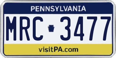 PA license plate MRC3477
