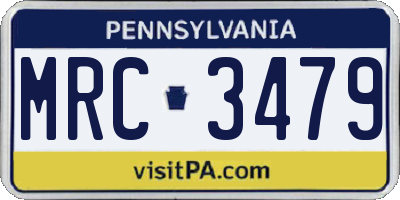 PA license plate MRC3479