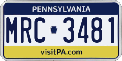 PA license plate MRC3481