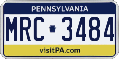 PA license plate MRC3484