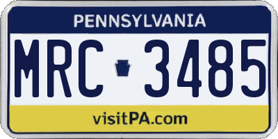 PA license plate MRC3485