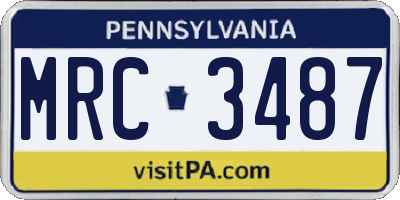 PA license plate MRC3487