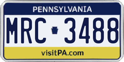 PA license plate MRC3488