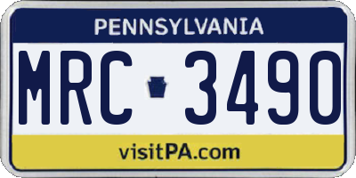 PA license plate MRC3490