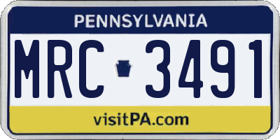 PA license plate MRC3491