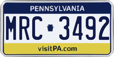 PA license plate MRC3492