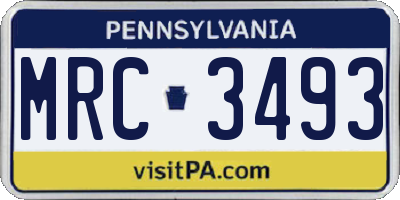 PA license plate MRC3493