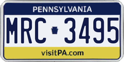 PA license plate MRC3495