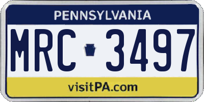 PA license plate MRC3497