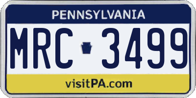 PA license plate MRC3499