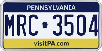 PA license plate MRC3504
