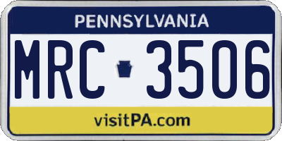 PA license plate MRC3506