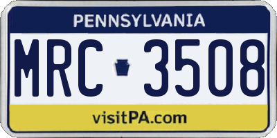 PA license plate MRC3508
