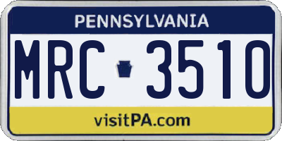 PA license plate MRC3510