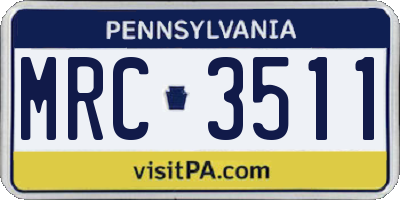 PA license plate MRC3511