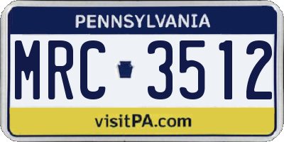 PA license plate MRC3512