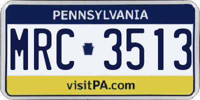 PA license plate MRC3513