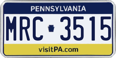 PA license plate MRC3515