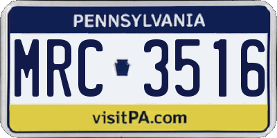 PA license plate MRC3516