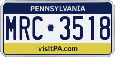 PA license plate MRC3518
