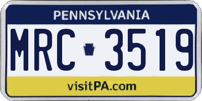 PA license plate MRC3519