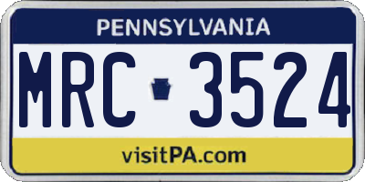 PA license plate MRC3524